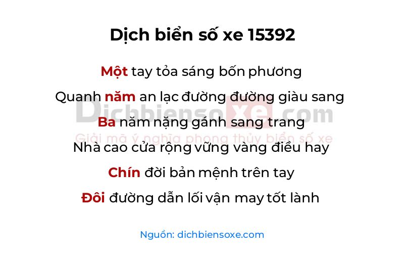 Dịch thơ biển số 15392