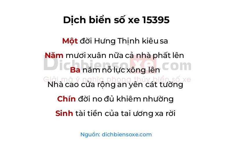 Dịch thơ biển số 15395