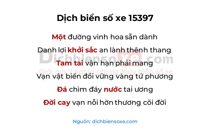 Dịch thơ biển số 15397