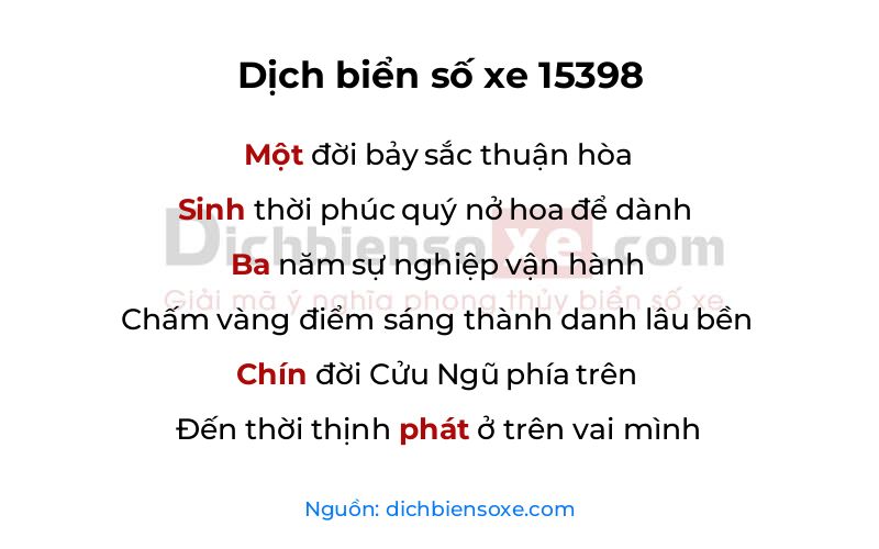 Dịch thơ biển số 15398