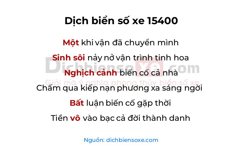 Dịch thơ biển số 15400