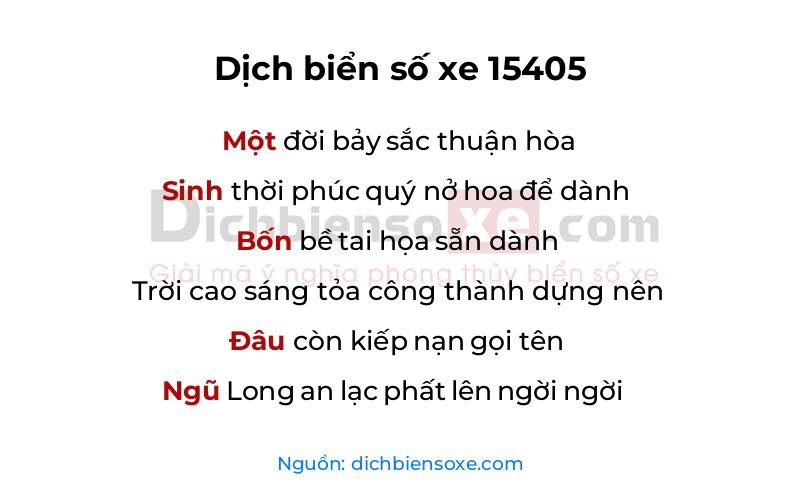 Dịch thơ biển số 15405