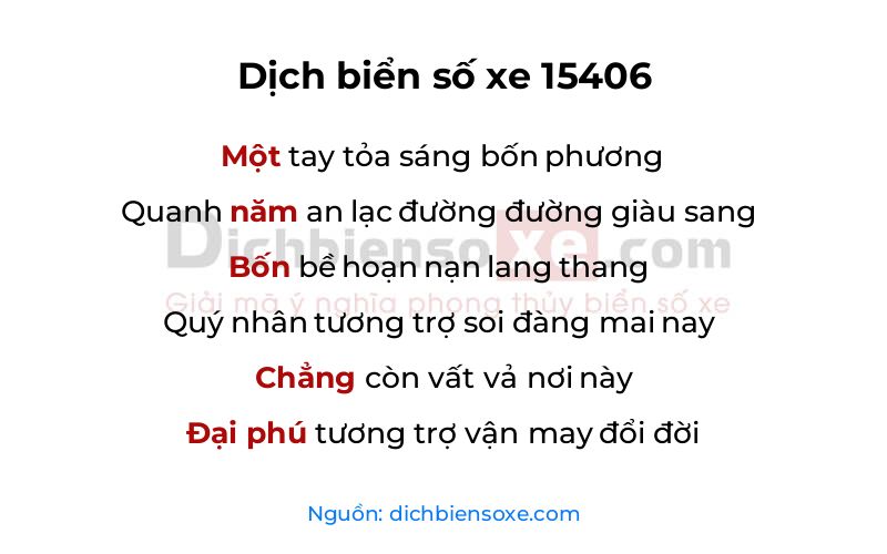 Dịch thơ biển số 15406