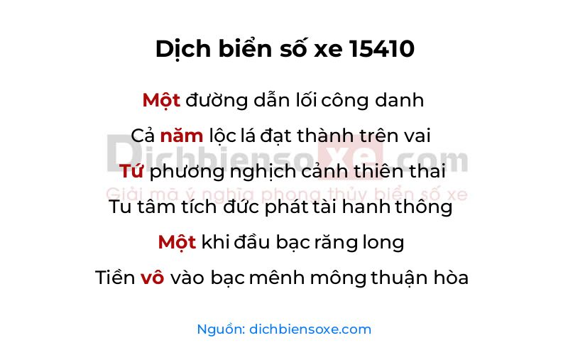 Dịch thơ biển số 15410