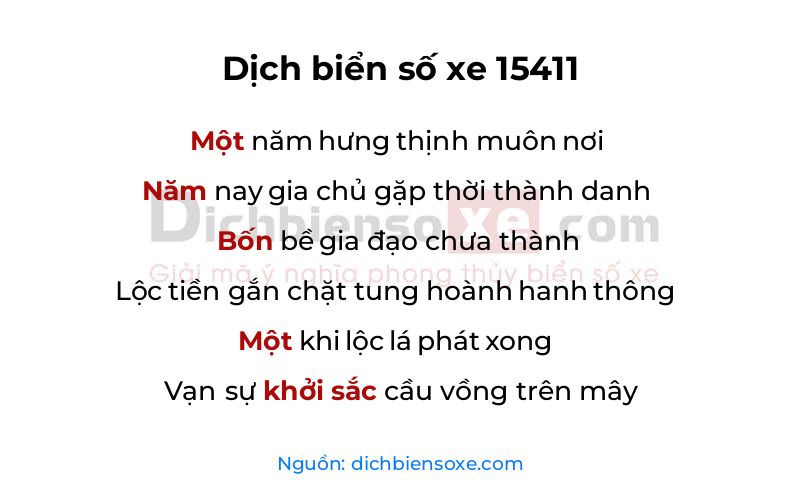 Dịch thơ biển số 15411
