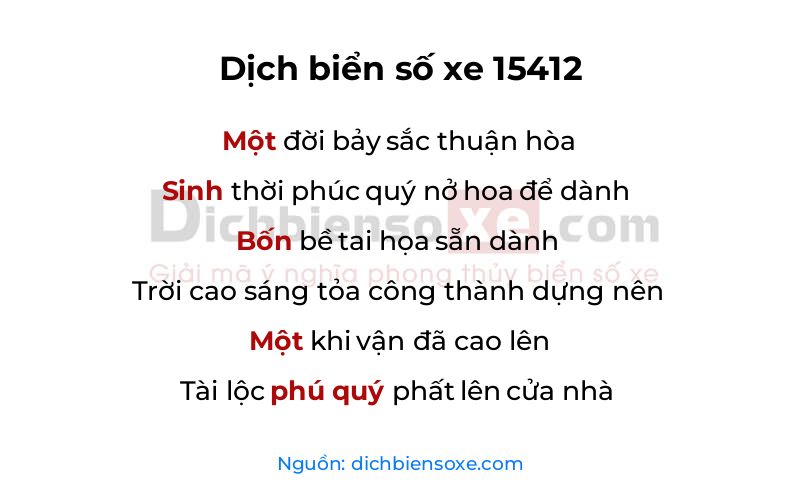 Dịch thơ biển số 15412