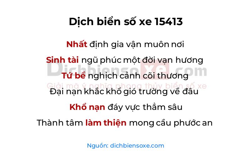Dịch thơ biển số 15413