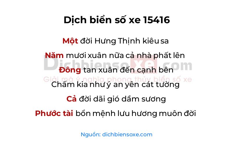 Dịch thơ biển số 15416
