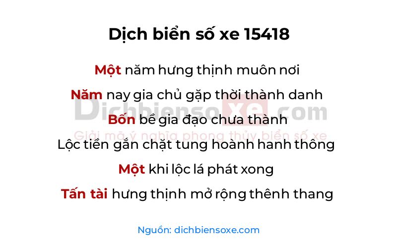 Dịch thơ biển số 15418