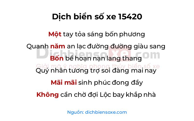 Dịch thơ biển số 15420