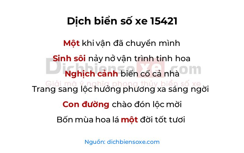 Dịch thơ biển số 15421
