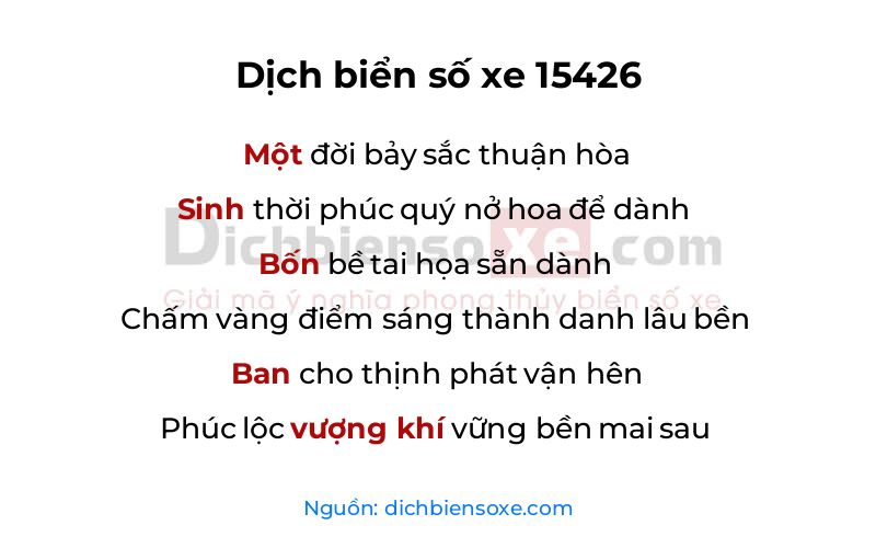 Dịch thơ biển số 15426