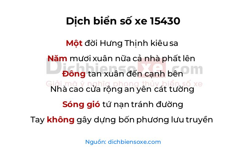 Dịch thơ biển số 15430