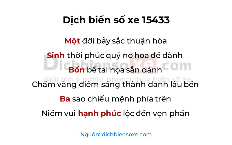Dịch thơ biển số 15433