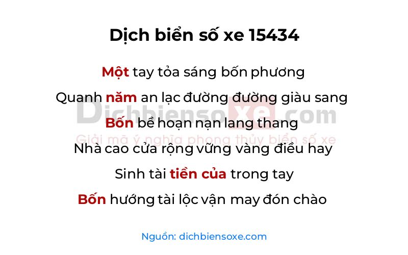 Dịch thơ biển số 15434