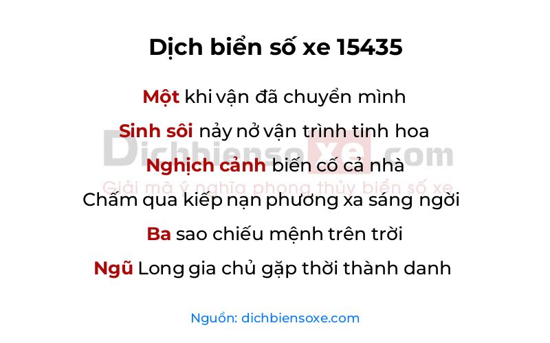Dịch thơ biển số 15435