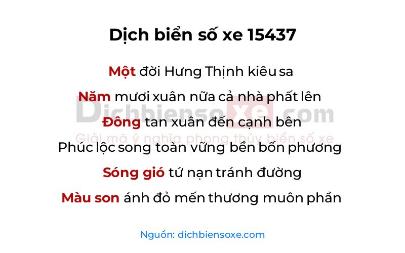 Dịch thơ biển số 15437