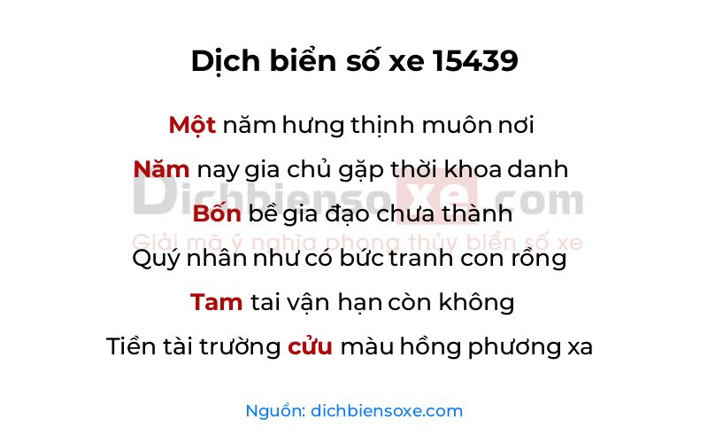 Dịch thơ biển số 15439