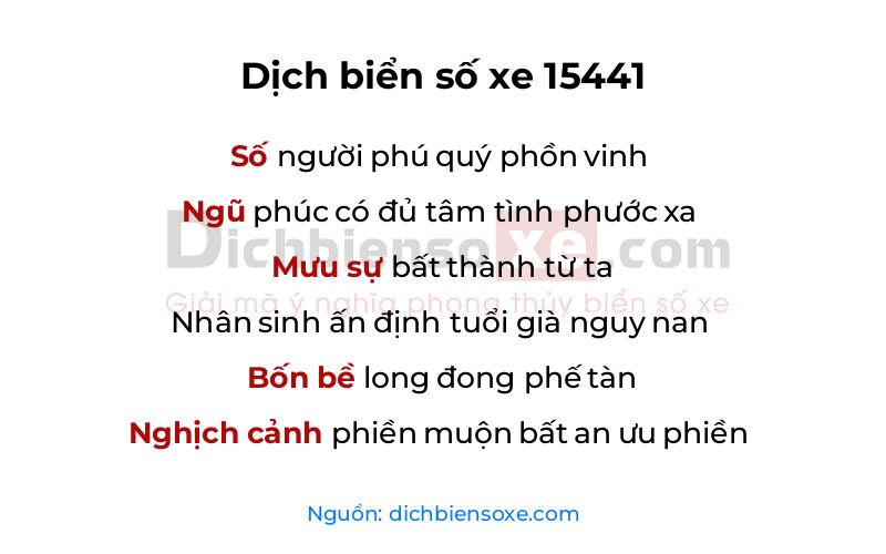Dịch thơ biển số 15441