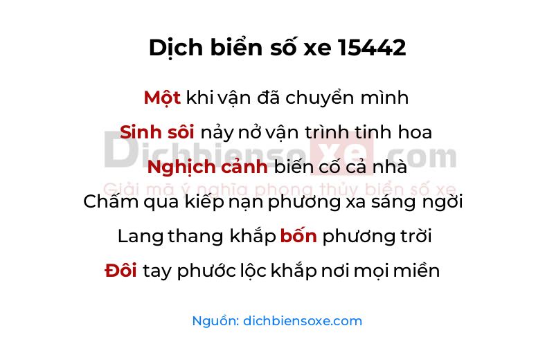 Dịch thơ biển số 15442