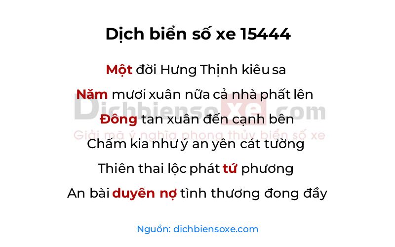 Dịch thơ biển số 15444