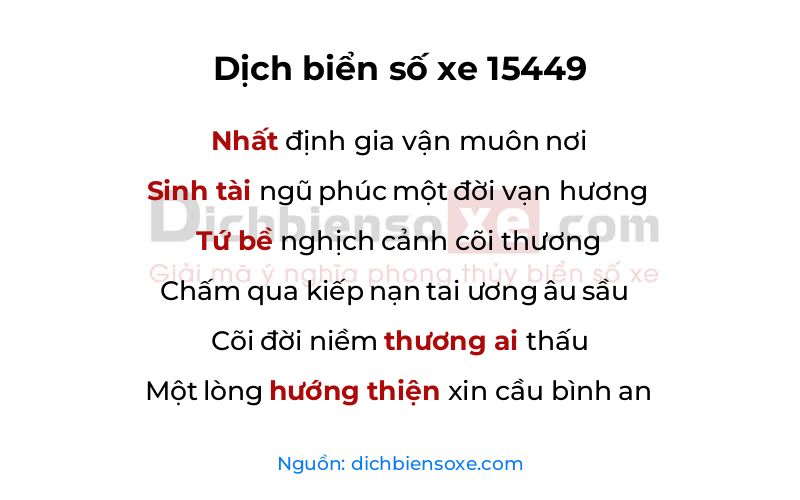 Dịch thơ biển số 15449