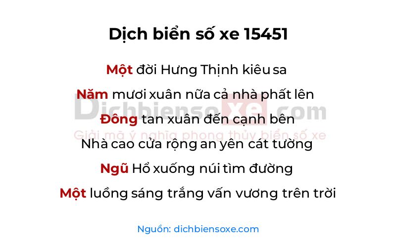 Dịch thơ biển số 15451