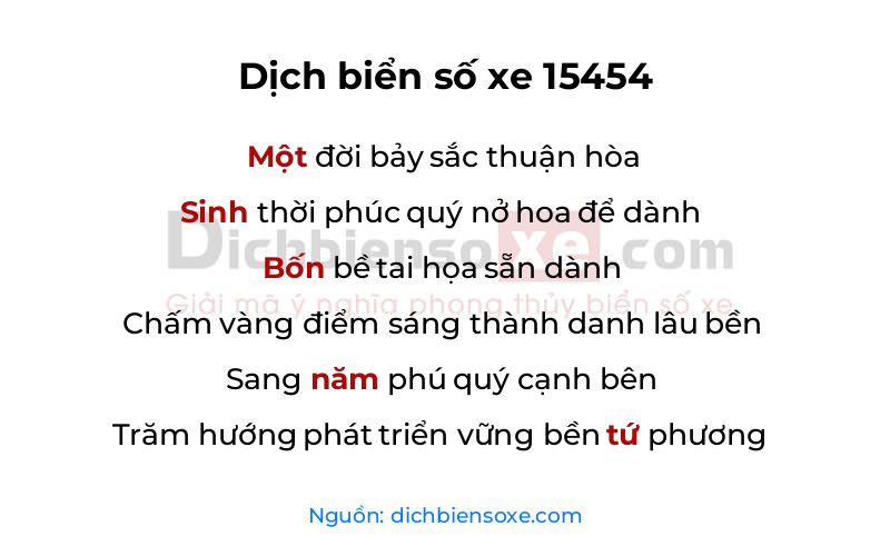 Dịch thơ biển số 15454