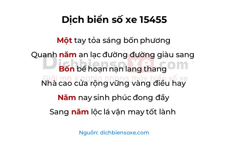Dịch thơ biển số 15455