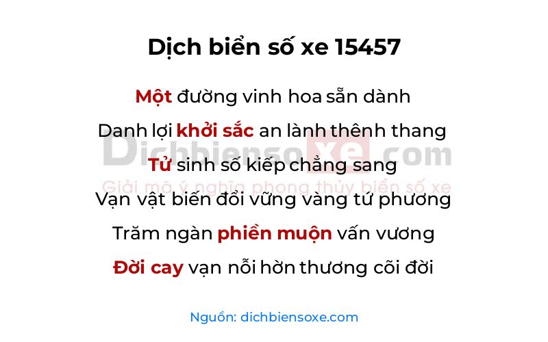 Dịch thơ biển số 15457