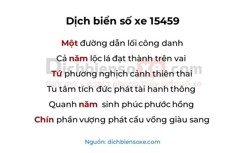 Dịch thơ biển số 15459