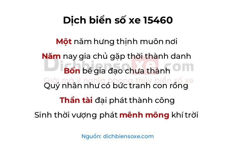 Dịch thơ biển số 15460