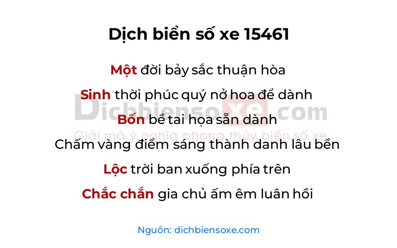 Dịch thơ biển số 15461