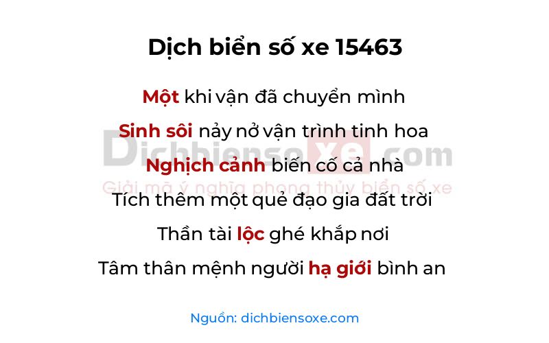 Dịch thơ biển số 15463