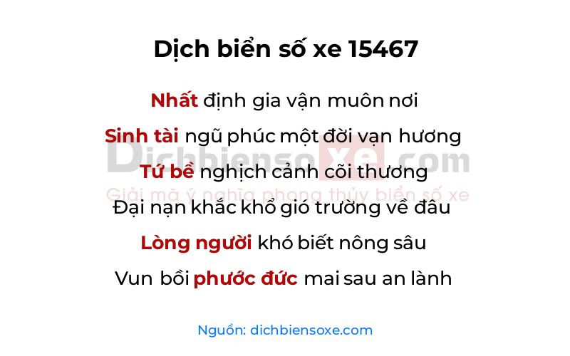 Dịch thơ biển số 15467