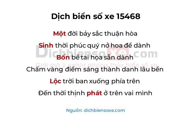Dịch thơ biển số 15468