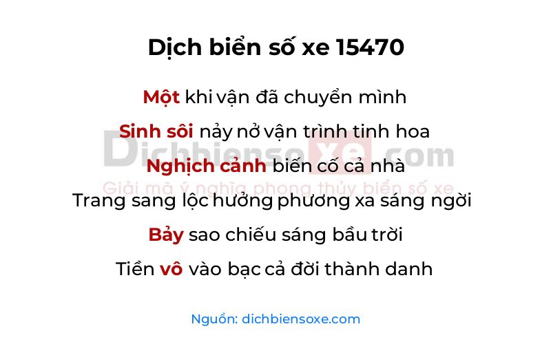 Dịch thơ biển số 15470