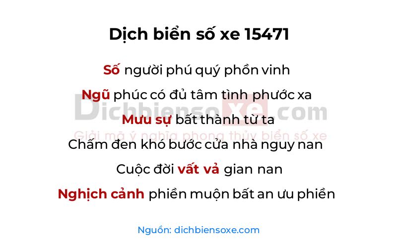 Dịch thơ biển số 15471