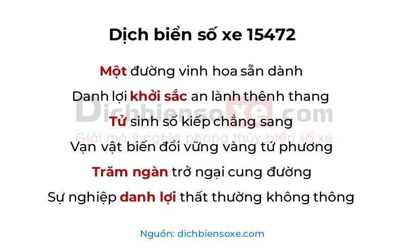 Dịch thơ biển số 15472