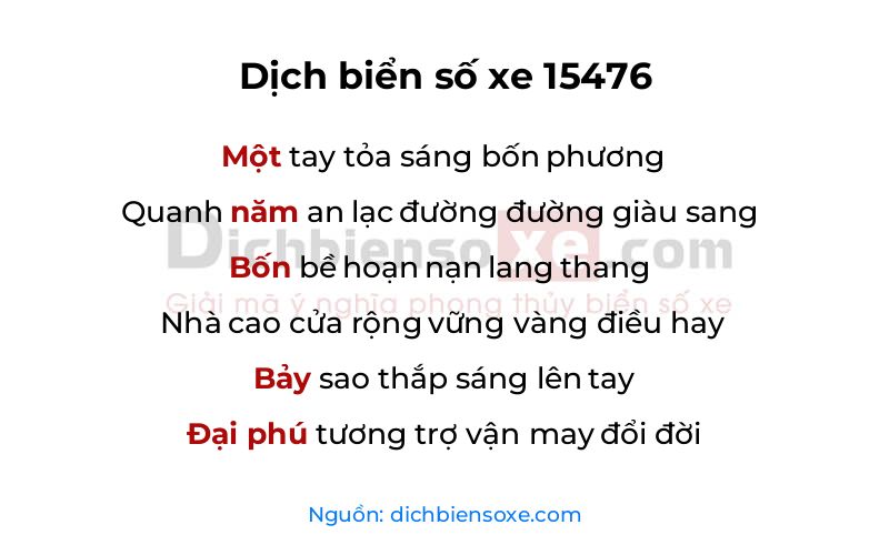 Dịch thơ biển số 15476