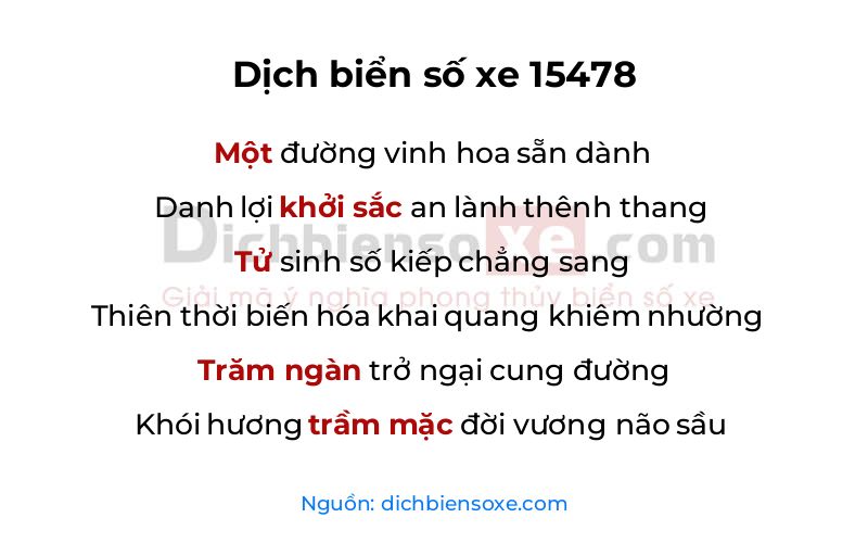 Dịch thơ biển số 15478