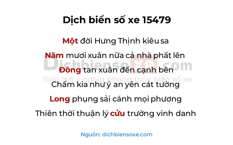 Dịch thơ biển số 15479