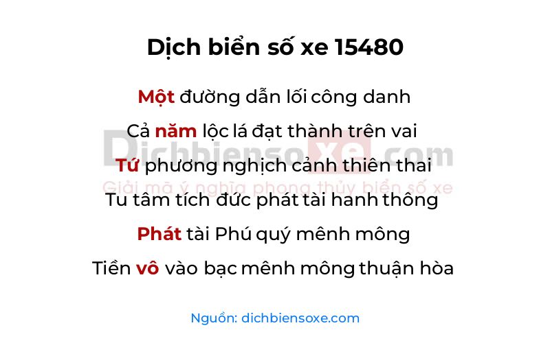 Dịch thơ biển số 15480