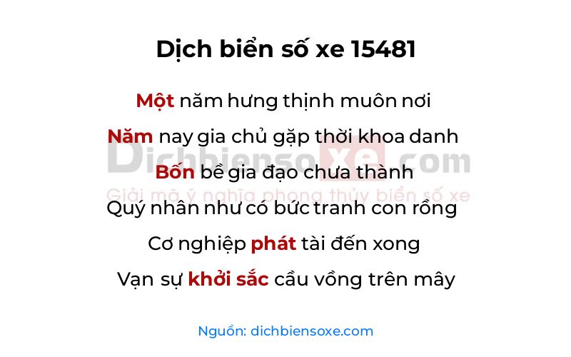 Dịch thơ biển số 15481