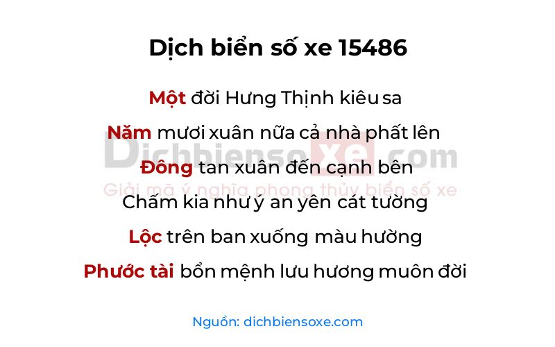 Dịch thơ biển số 15486