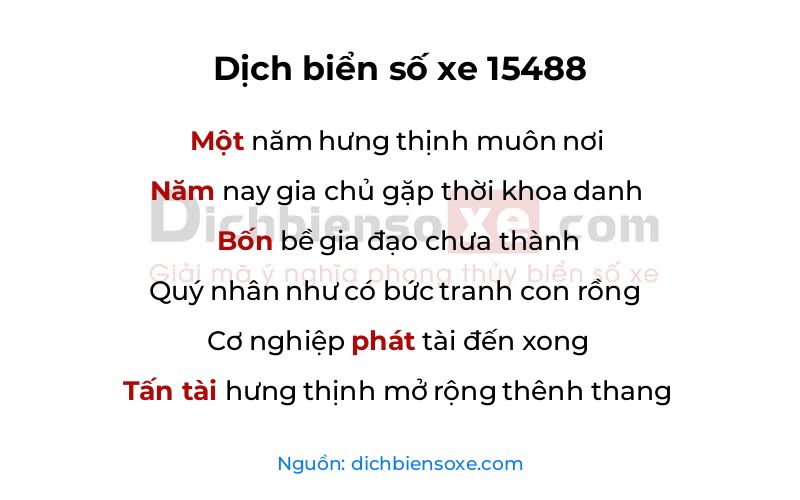 Dịch thơ biển số 15488