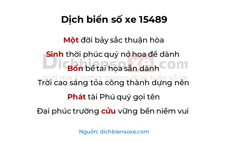 Dịch thơ biển số 15489