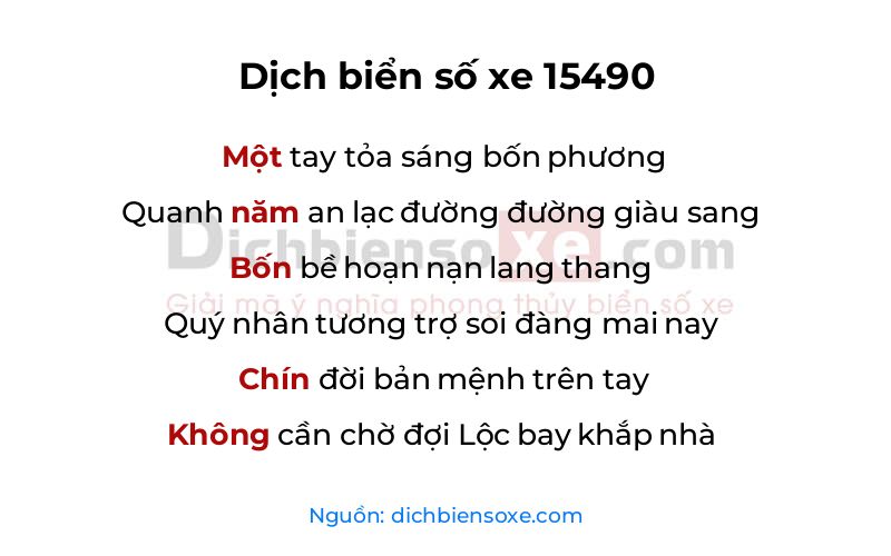 Dịch thơ biển số 15490