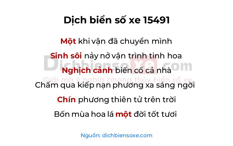 Dịch thơ biển số 15491