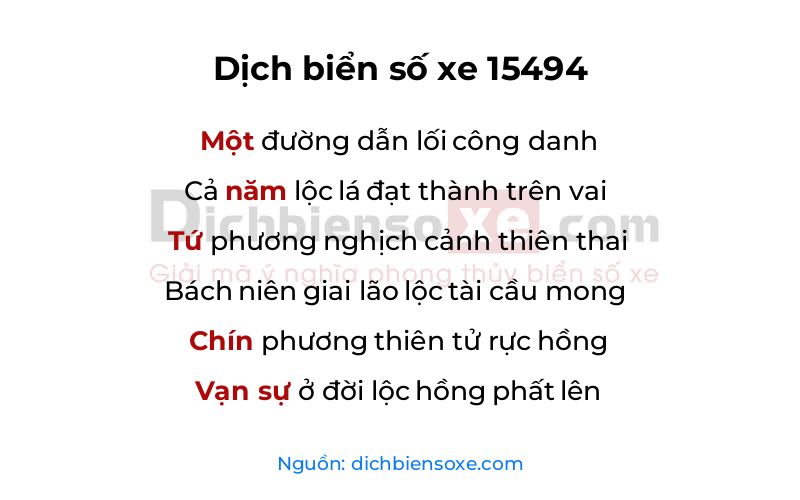 Dịch thơ biển số 15494